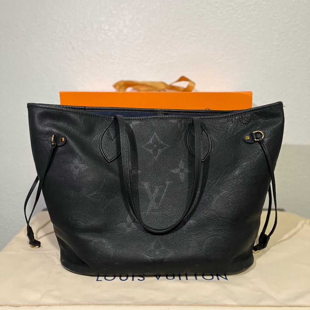 Louis Vuitton Black Tote Bag with Embossed Monogram
